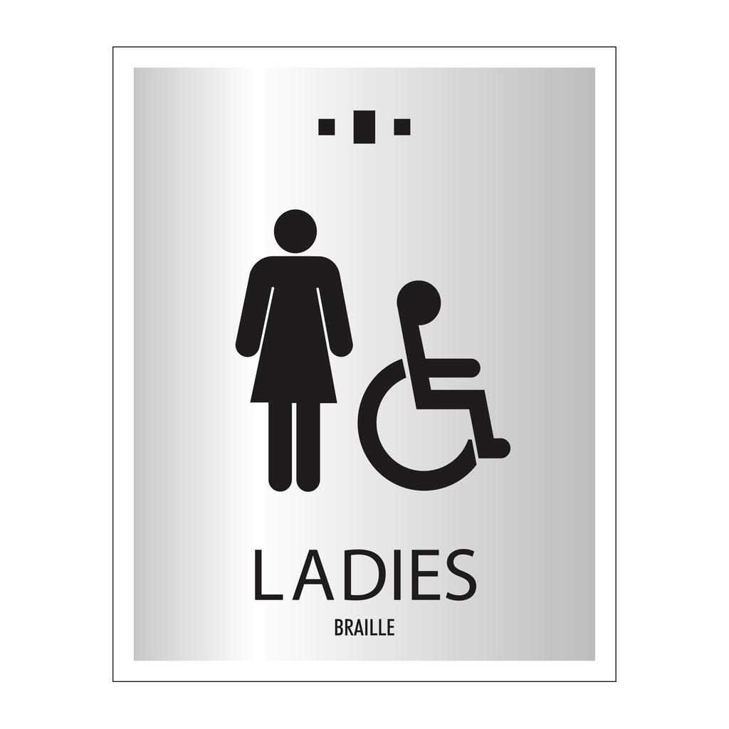 Marriott 1 Line Restroom ID Sign - Ladies Accessible (Silver Face)