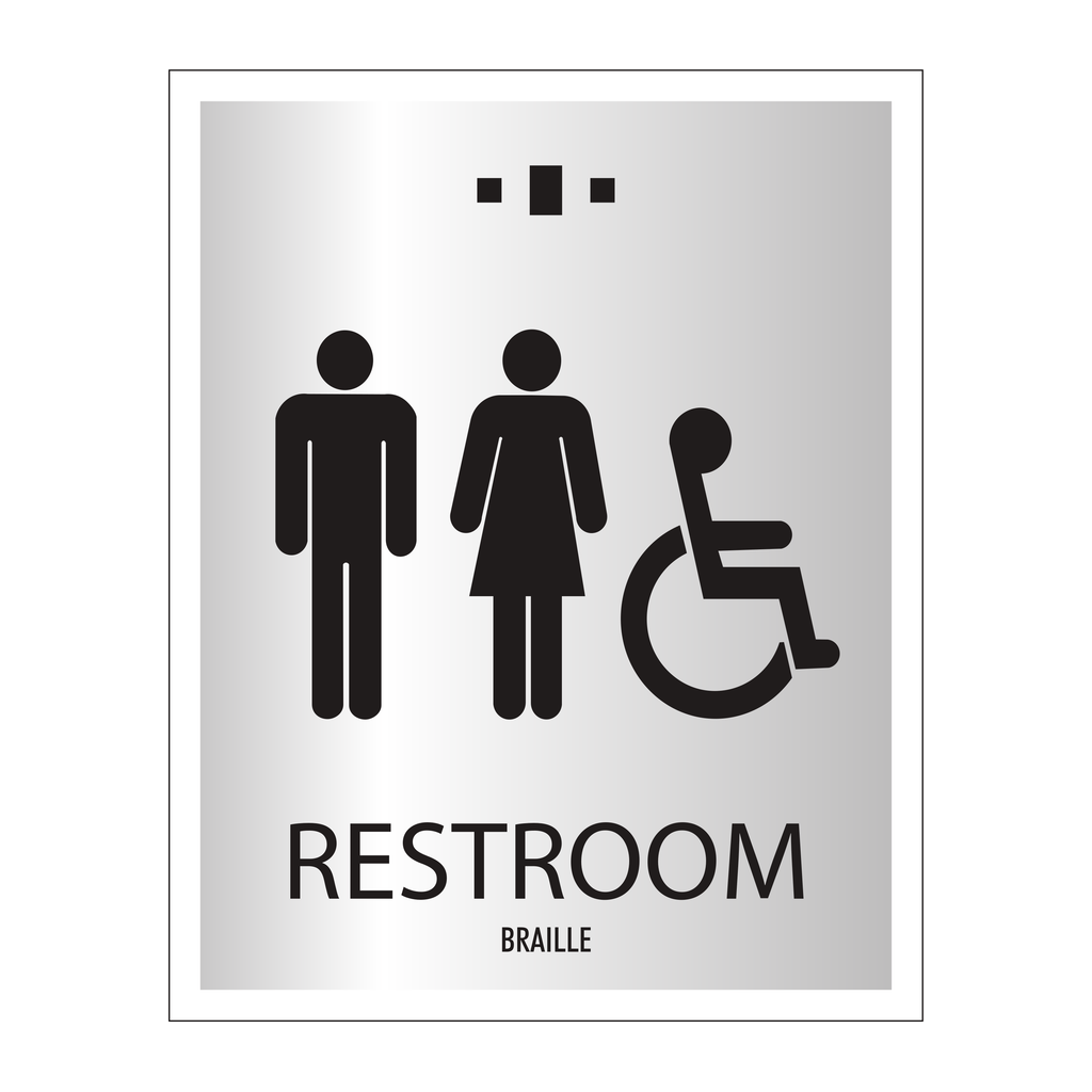 Marriott 1 Line Restroom ID Sign - Unisex Accessible (Silver Face)