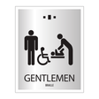 Marriott 1 Line Restroom ID Sign - Gentlemen Accessible With Changing Station (Silver Face)