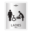 Marriott 1 Line Restroom ID Sign - Ladies Accessible With Changing Station (Silver Face)
