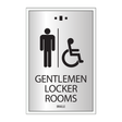 Marriott 3 Line Restroom ID Sign - Gentlemen Accessible Locker Rooms (Silver Face)