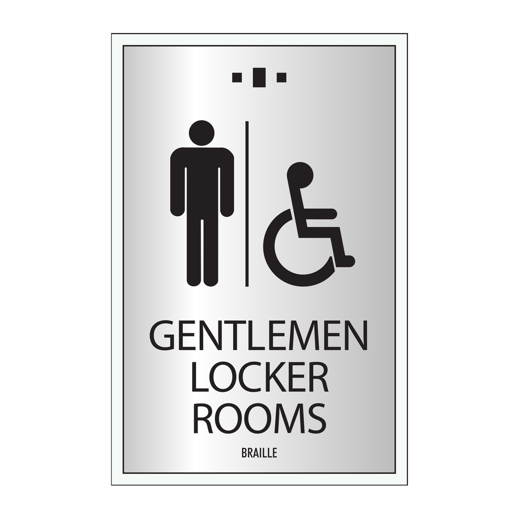 Marriott 3 Line Restroom ID Sign - Gentlemen Accessible Locker Rooms (Silver Face)