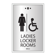 Marriott 3 Line Restroom ID Sign - Ladies Accessible Locker Rooms (Silver Face)