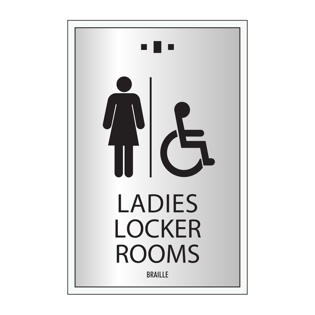 Marriott 3 Line Restroom ID Sign - Ladies Accessible Locker Rooms (Silver Face)