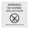 Marriott Warning No Diving with Symbol (Silver Face)