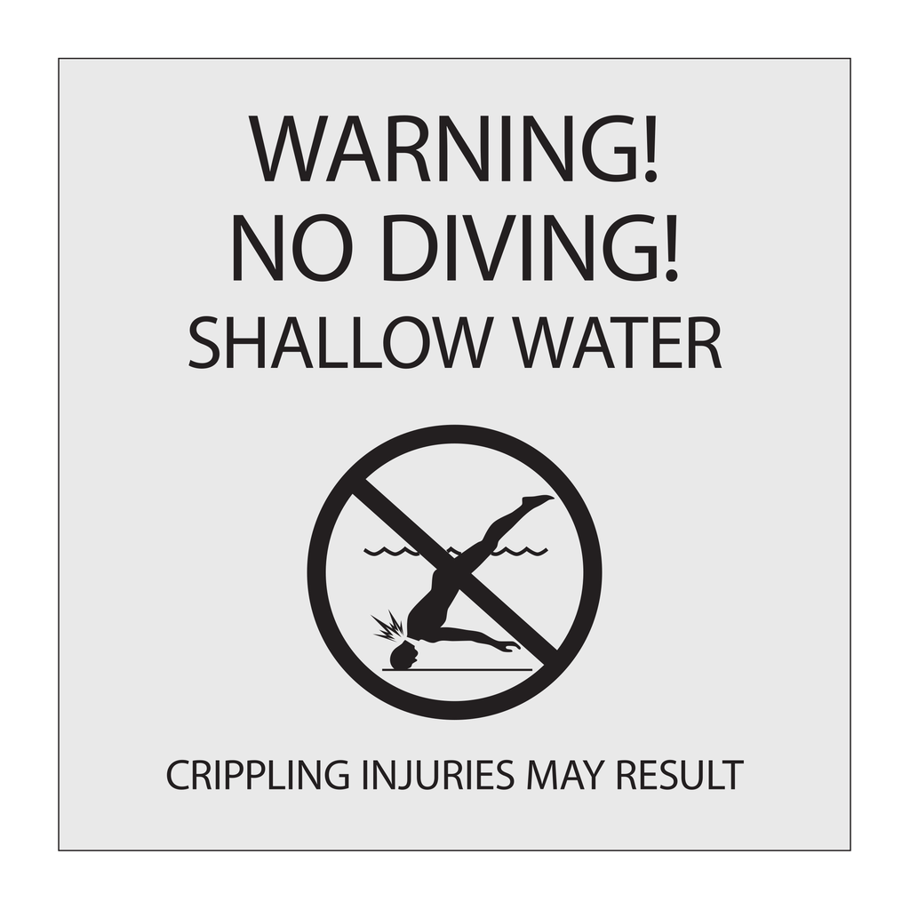 Marriott Warning No Diving with Symbol (Silver Face)