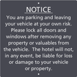Residence Inn Parking - Park at Your Own Risk Notice