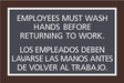 Residence Inn Informational - Employees Must Wash Hands (English/Spanish)