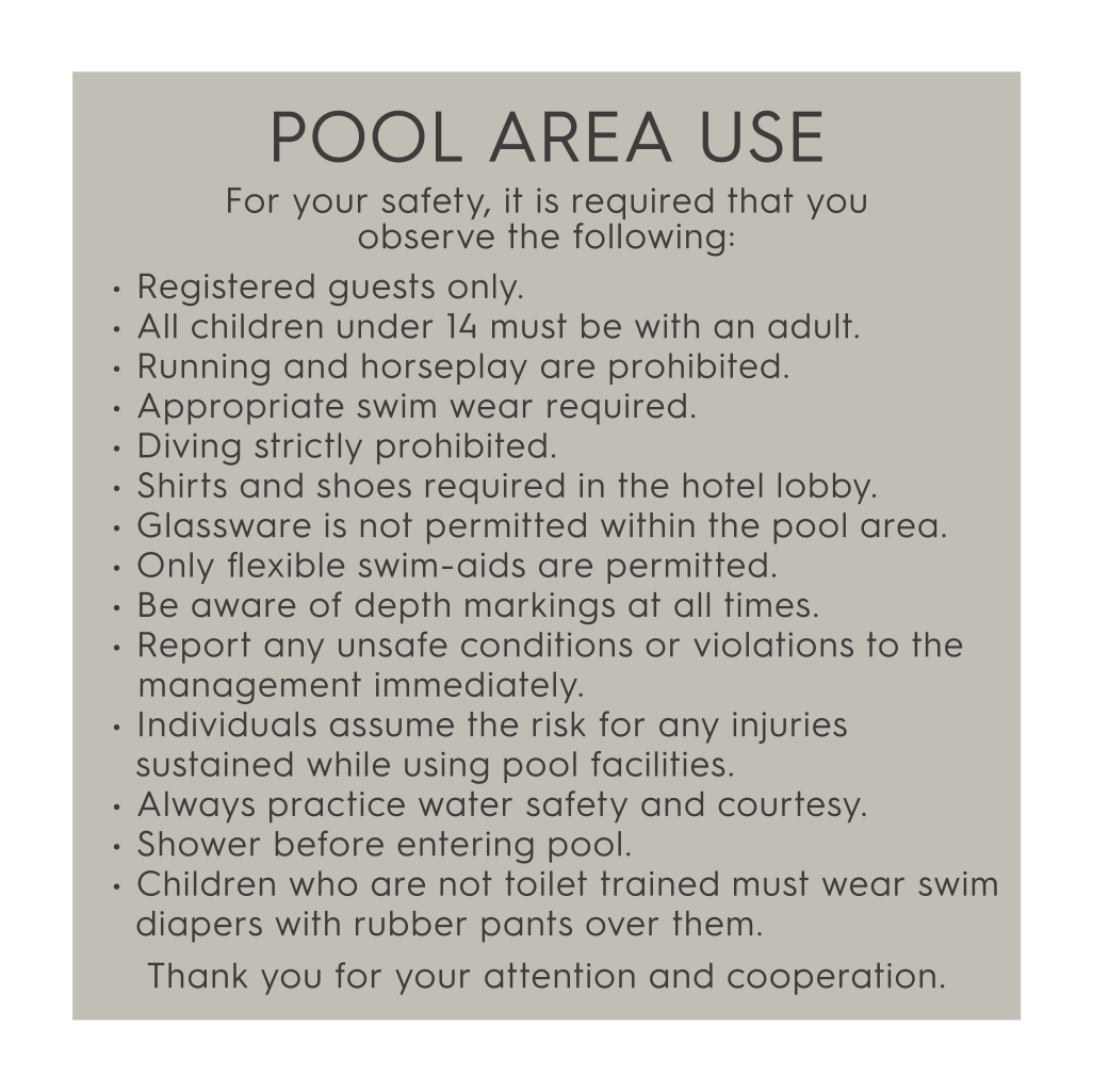 TownePlace Suites Pool Area Use - Wall Mount