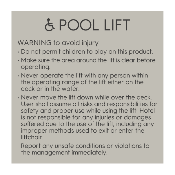 TownePlace Suites Pool Lift - Wall Mount