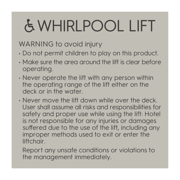 TownePlace Suites Whirlpool Lift - Wall Mount