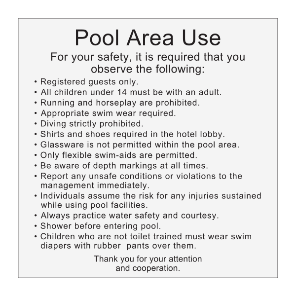 Fairfield Inn & Suites Pool Area Use - Wall Mount