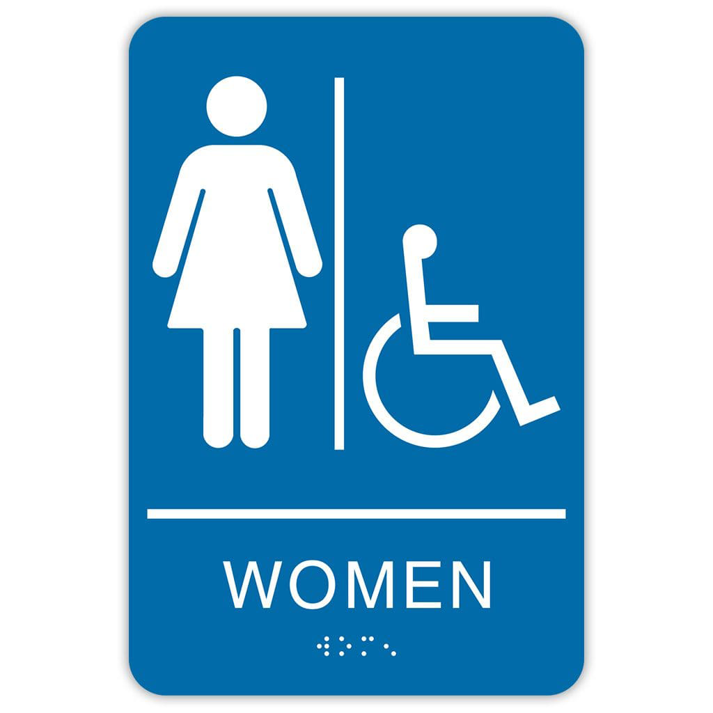 Publix Women Accessible Signs, Rounded Corners - Blue