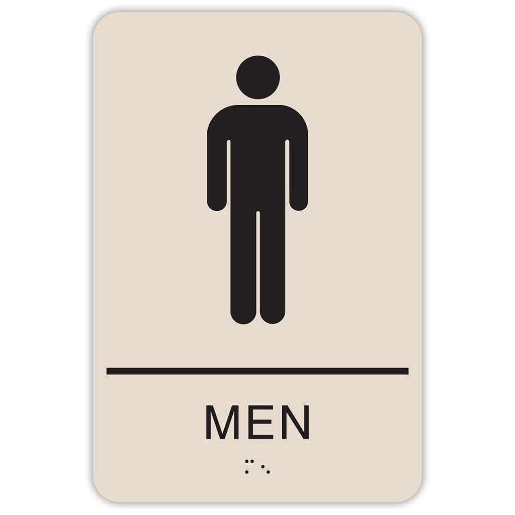 Publix Men Sign, Rounded Corners - Taupe