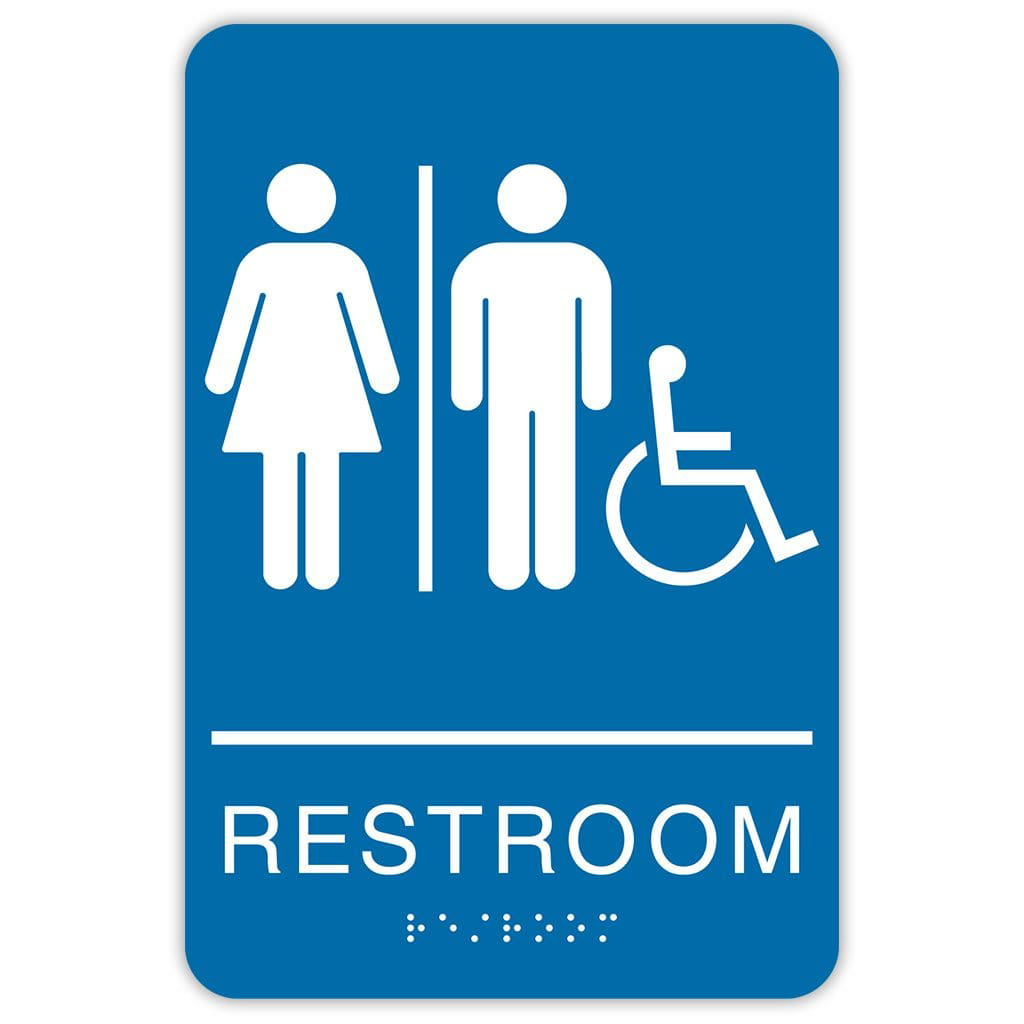 Publix Unisex Restroom Accessible, Rounded Corners - Blue