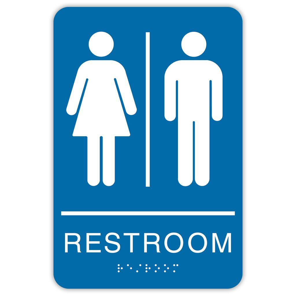 Publix Unisex Restroom Signs, Rounded Corners - Blue