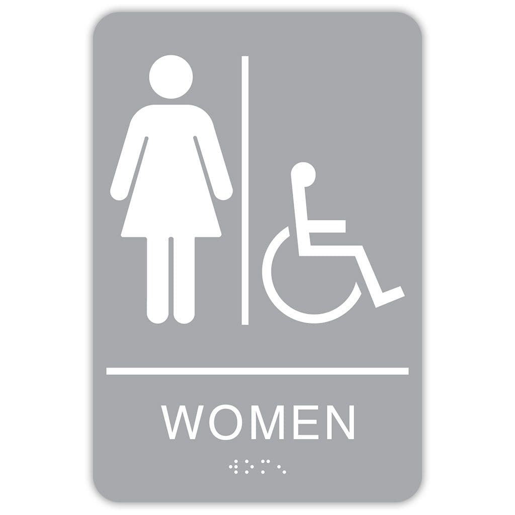 Publix Women Accessible Signs, Rounded Corners - Light Grey