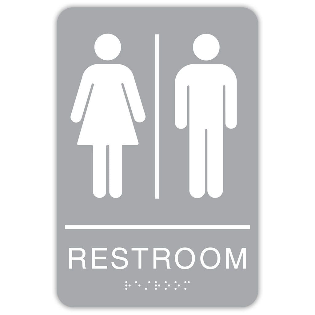Publix Unisex Restroom Signs, Rounded Corners - Light Grey