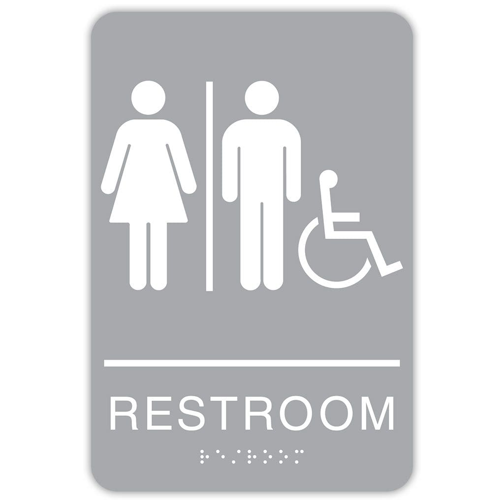 Publix Unisex Restroom Accessible, Rounded Corners - Light Grey