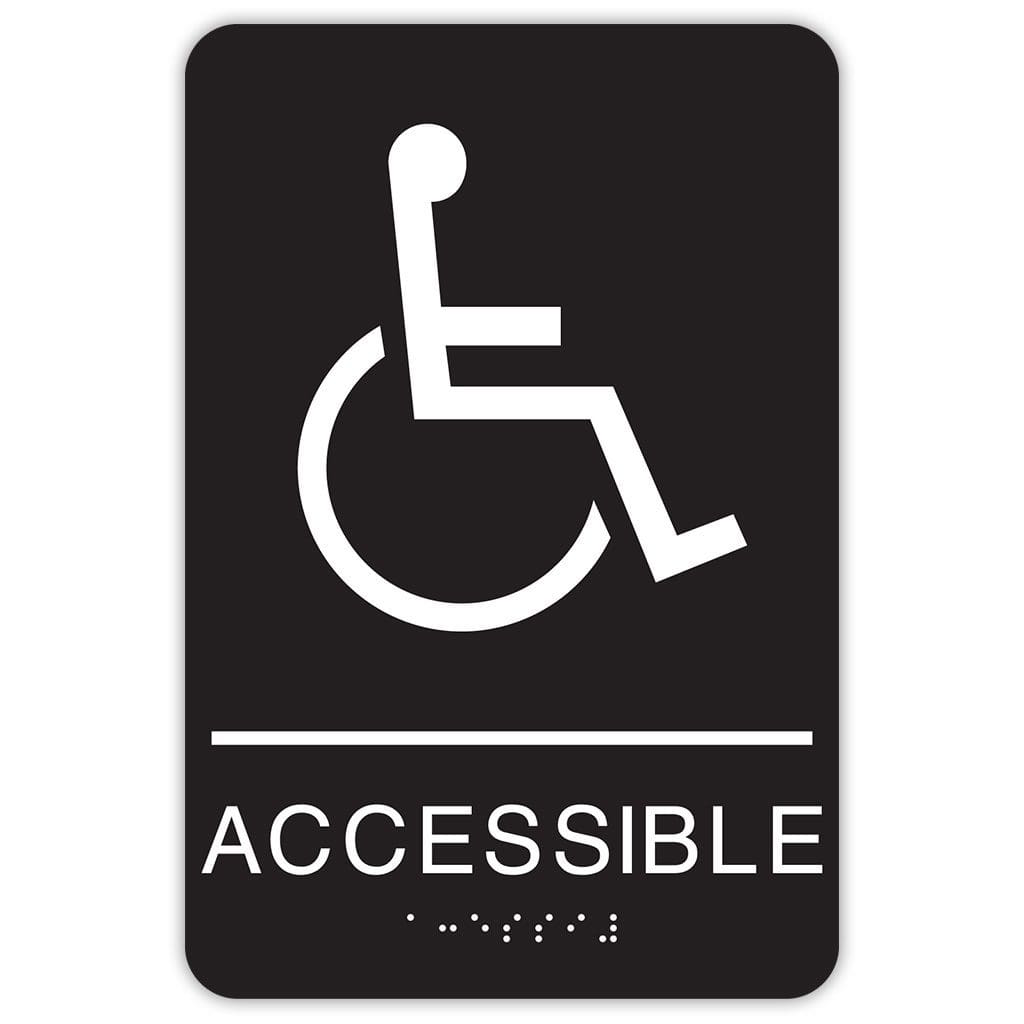 Publix Wheelchair Accessible Signs, Rounded Corners - Black