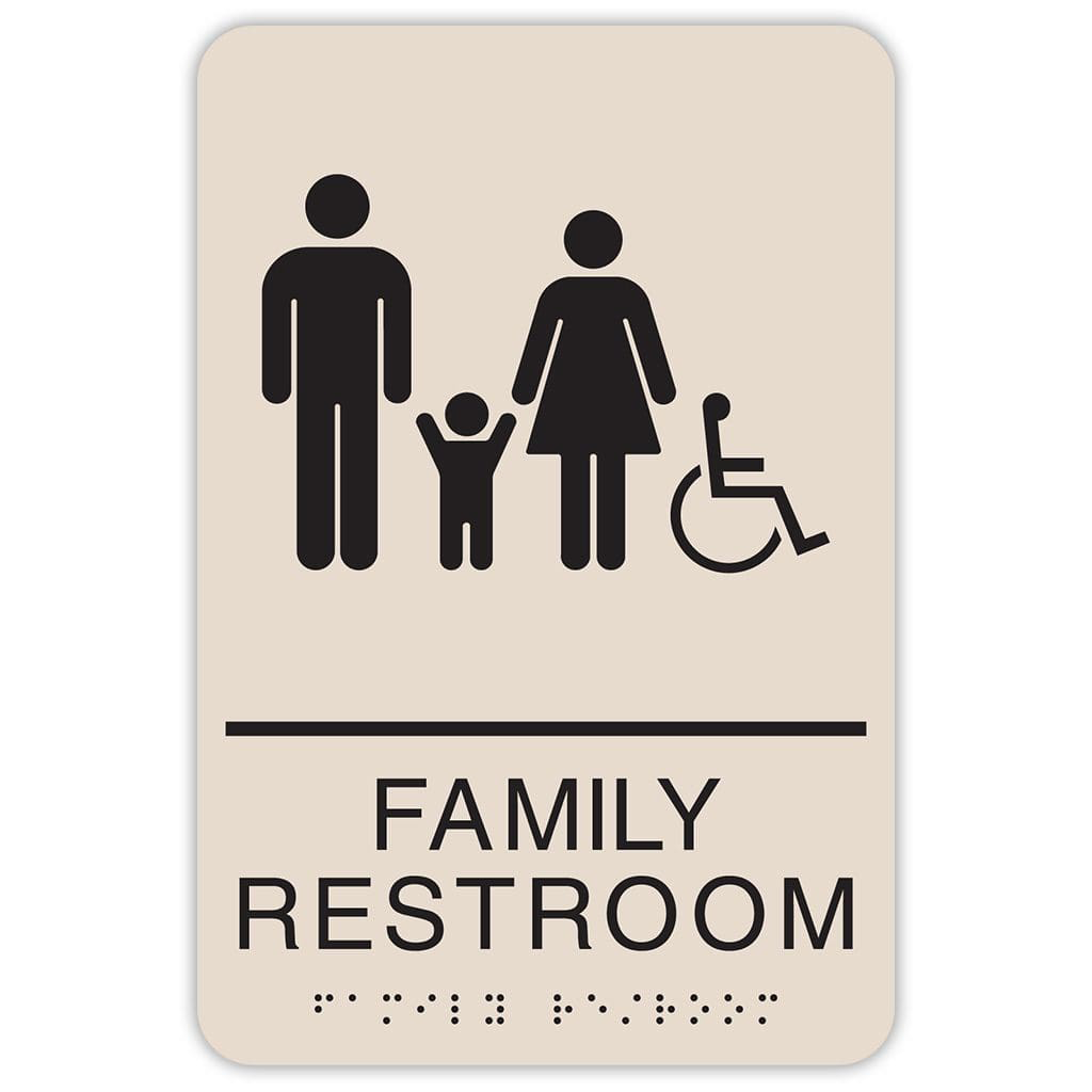 Publix Family Restroom Signs, Rounded Corners - Taupe
