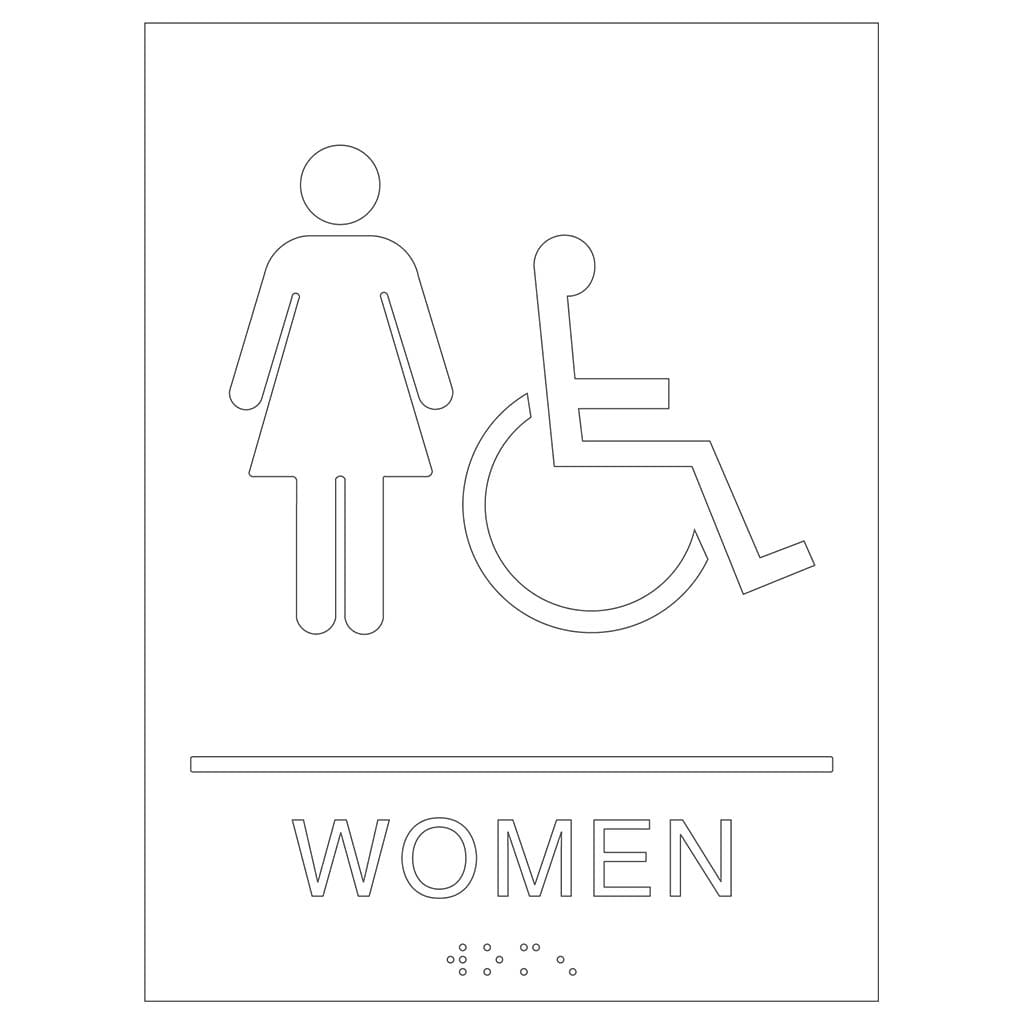 Publix Women Accessible Signs, Square Corners - Clear