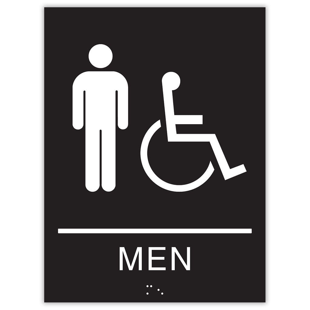 Publix Men Accessible Sign, Rectangle Corners - Black