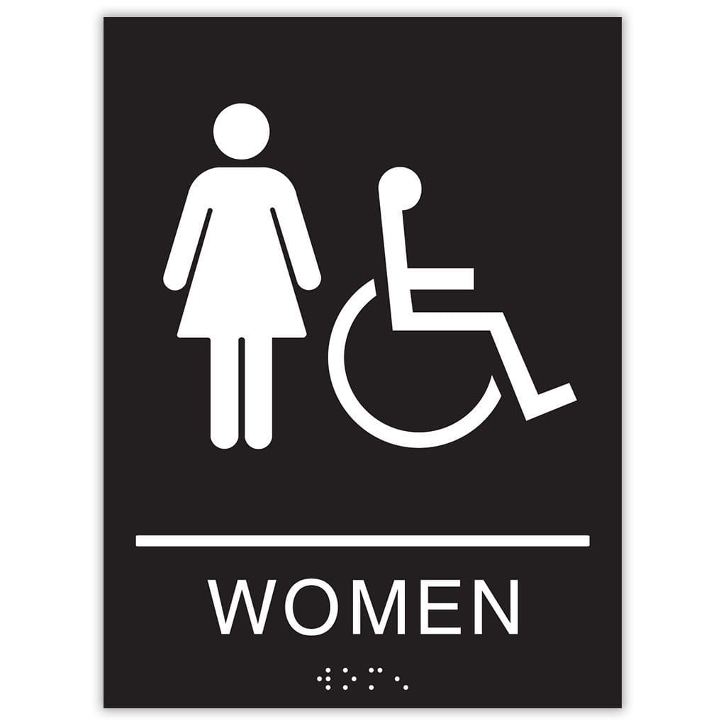 Publix Women Accessible Signs, Square Corners - Black