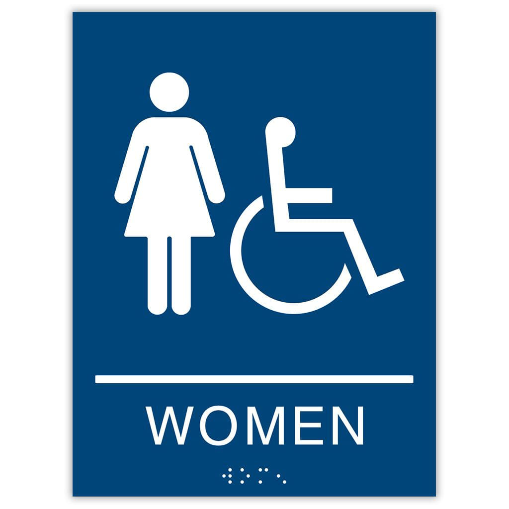 Publix Women Accessible Signs, Square Corners - Blue