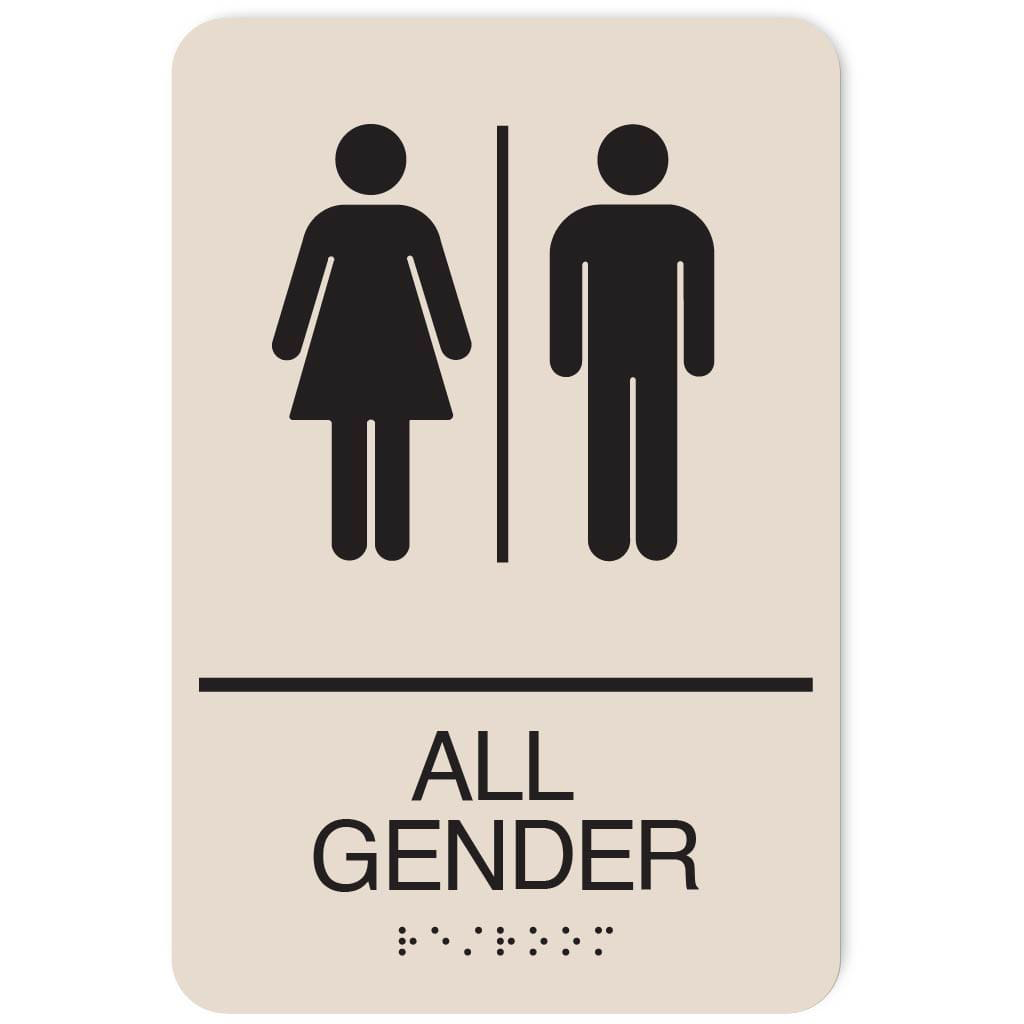 Publix All Gender Restroom Signs, Rounded Corners - Taupe