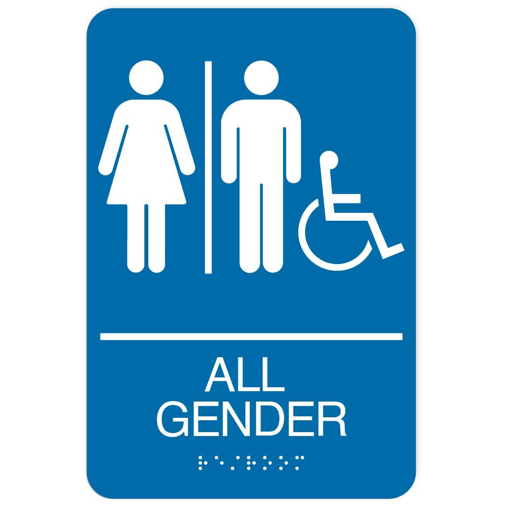 Publix All Gender Restroom Sign, Accessible, Rounded Corners - Blue