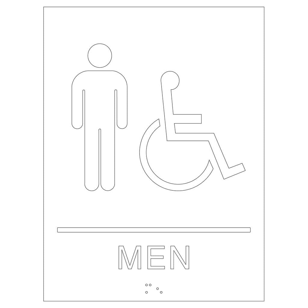 Publix Men Accessible Sign, Rectangle Corners - Clear
