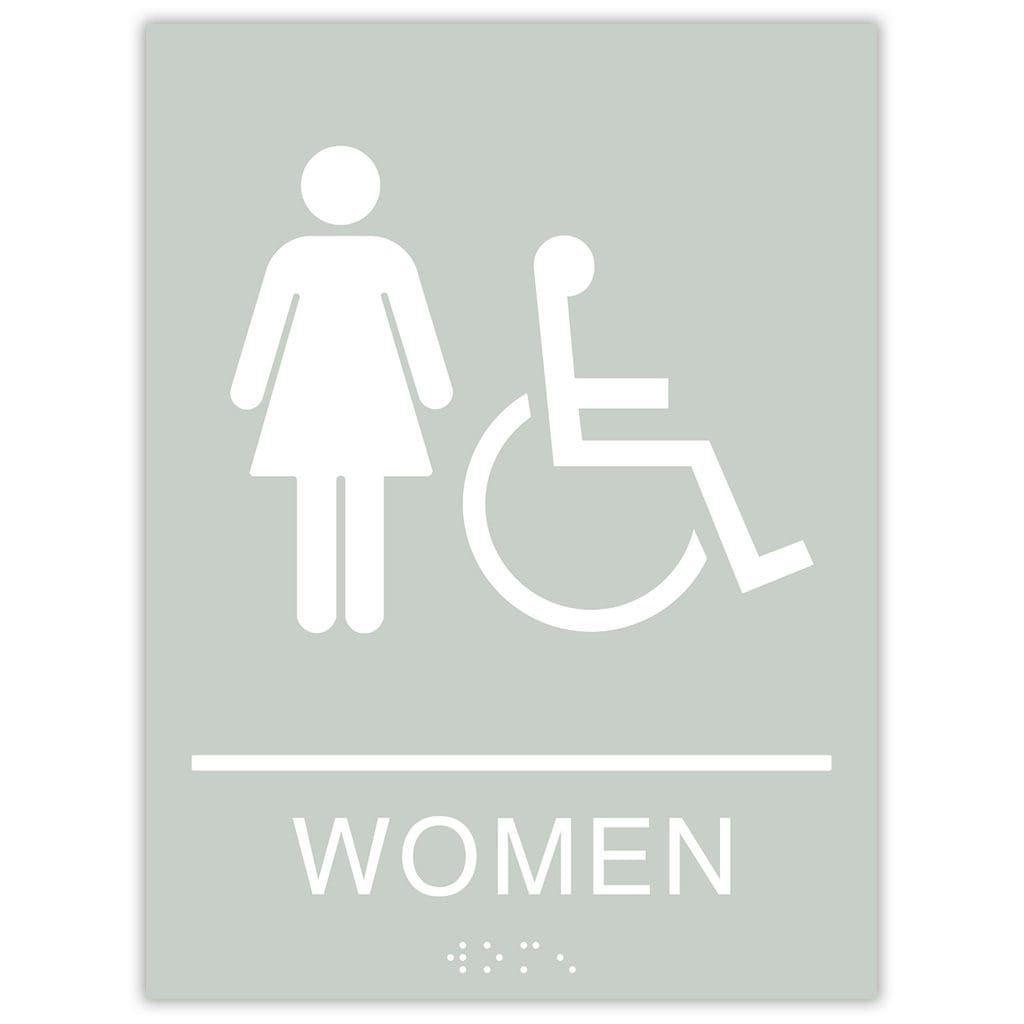 Publix Women Accessible Signs, Square Corners - Grey