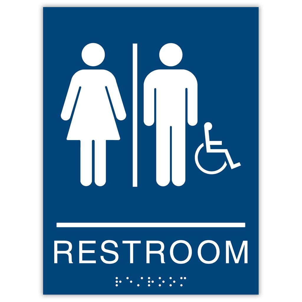 Publix Unisex Restroom Accessible, Square Corners - Blue