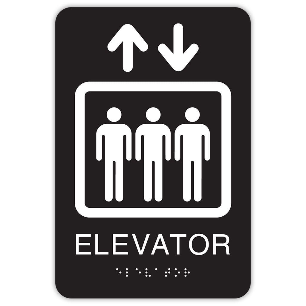 Publix Elevator Sign, Rounded Corners - Black
