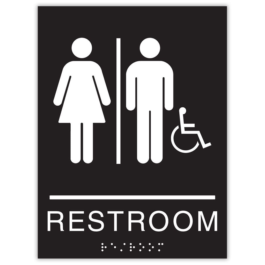 Publix Unisex Restroom Accessible, Square Corners - Black