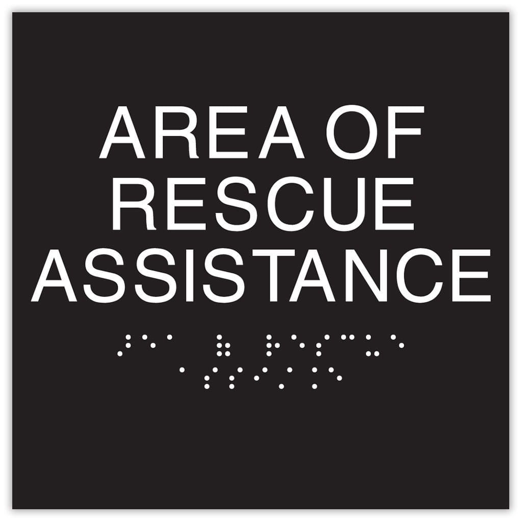 Publix Area of Rescue Assistance Sign, Square Corners - Black