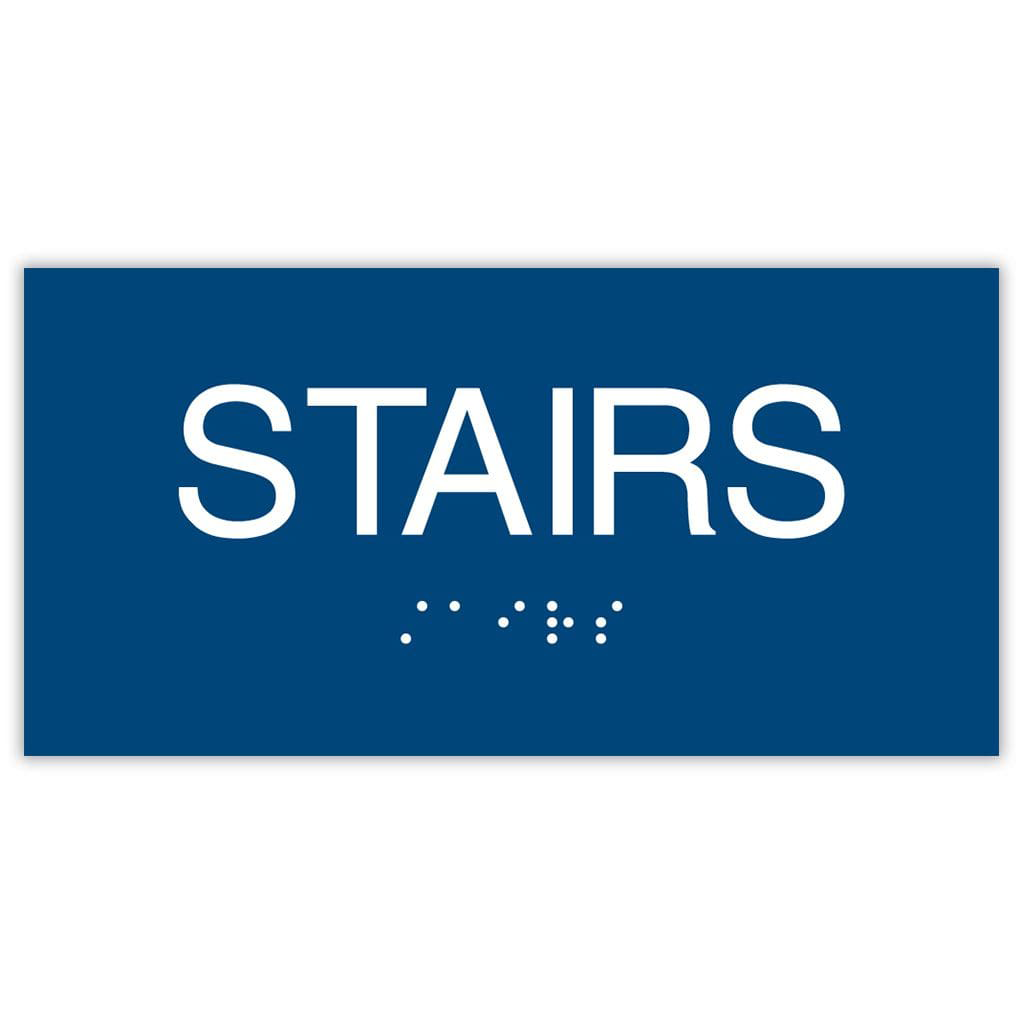 Publix Stairs Signs, Text Only, Square Corners - Blue