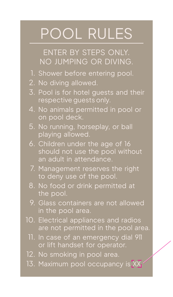 Hyatt Select Informational - Pool Rules