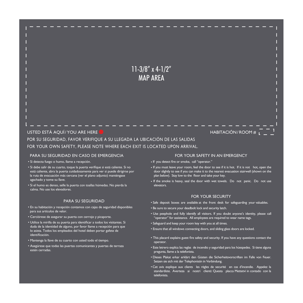 AC Hotel Guest Room Evacuation Map Sign (Bilingual)