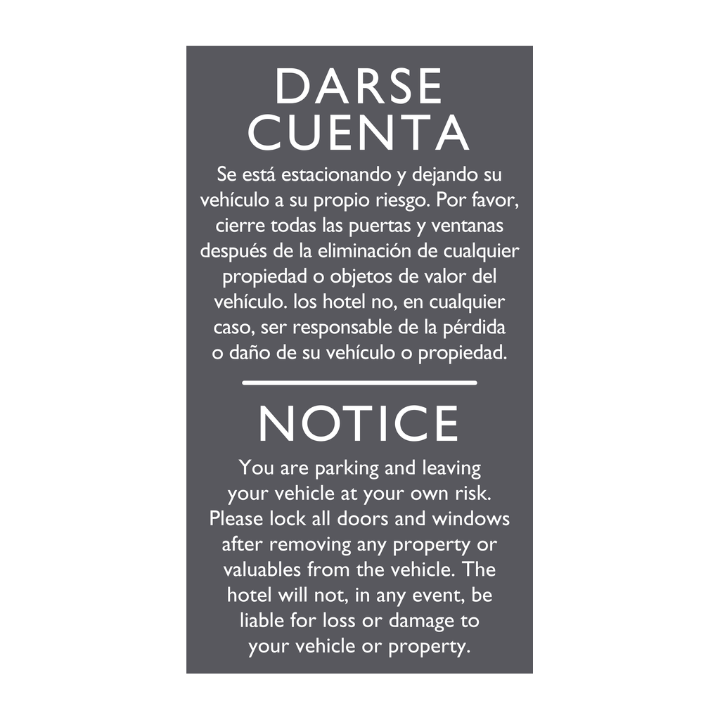 AC Hotel Parking Sign - Liability Notice (Bilingual)