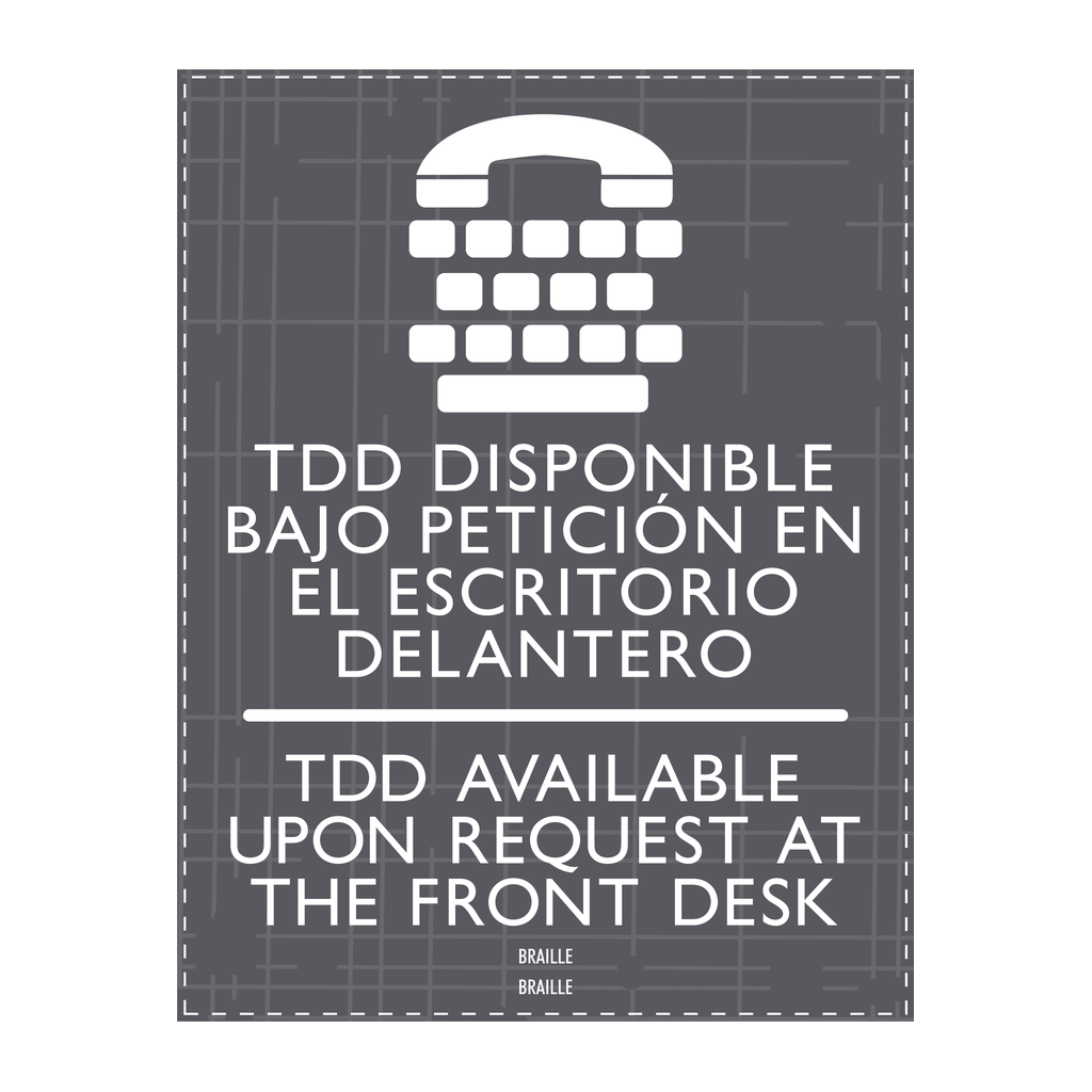 AC Hotel Room Identification Sign - TDD Available Upon Request (Bilingual)