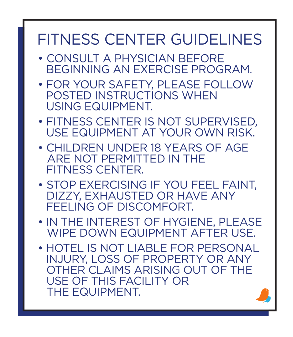 Intown Suites Fitness Center Guidelines