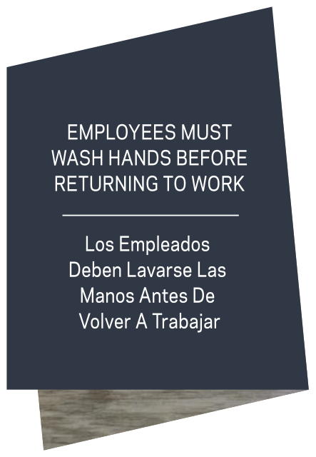 Aloft Informational - Employees Must Wash Hands (Bilingual)