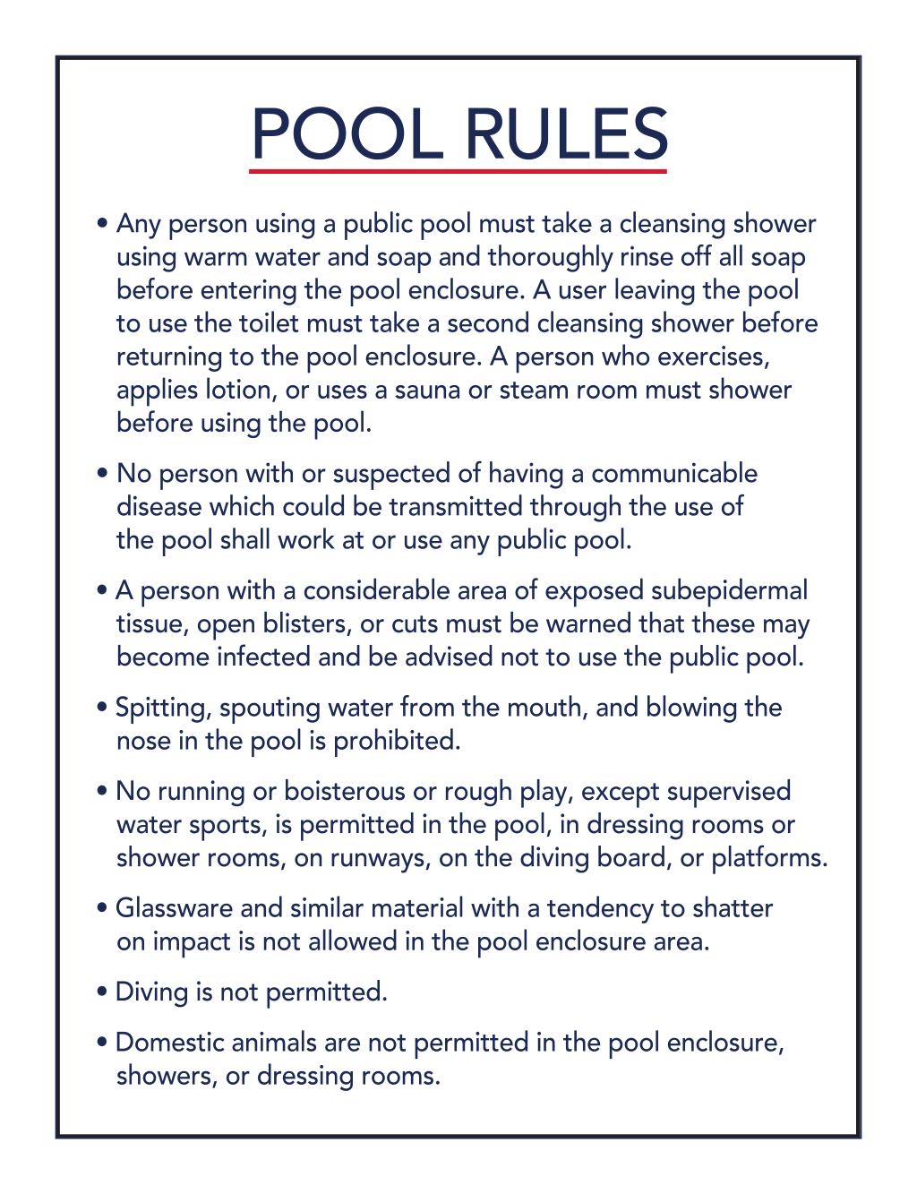 AmericInn Pool Rules
