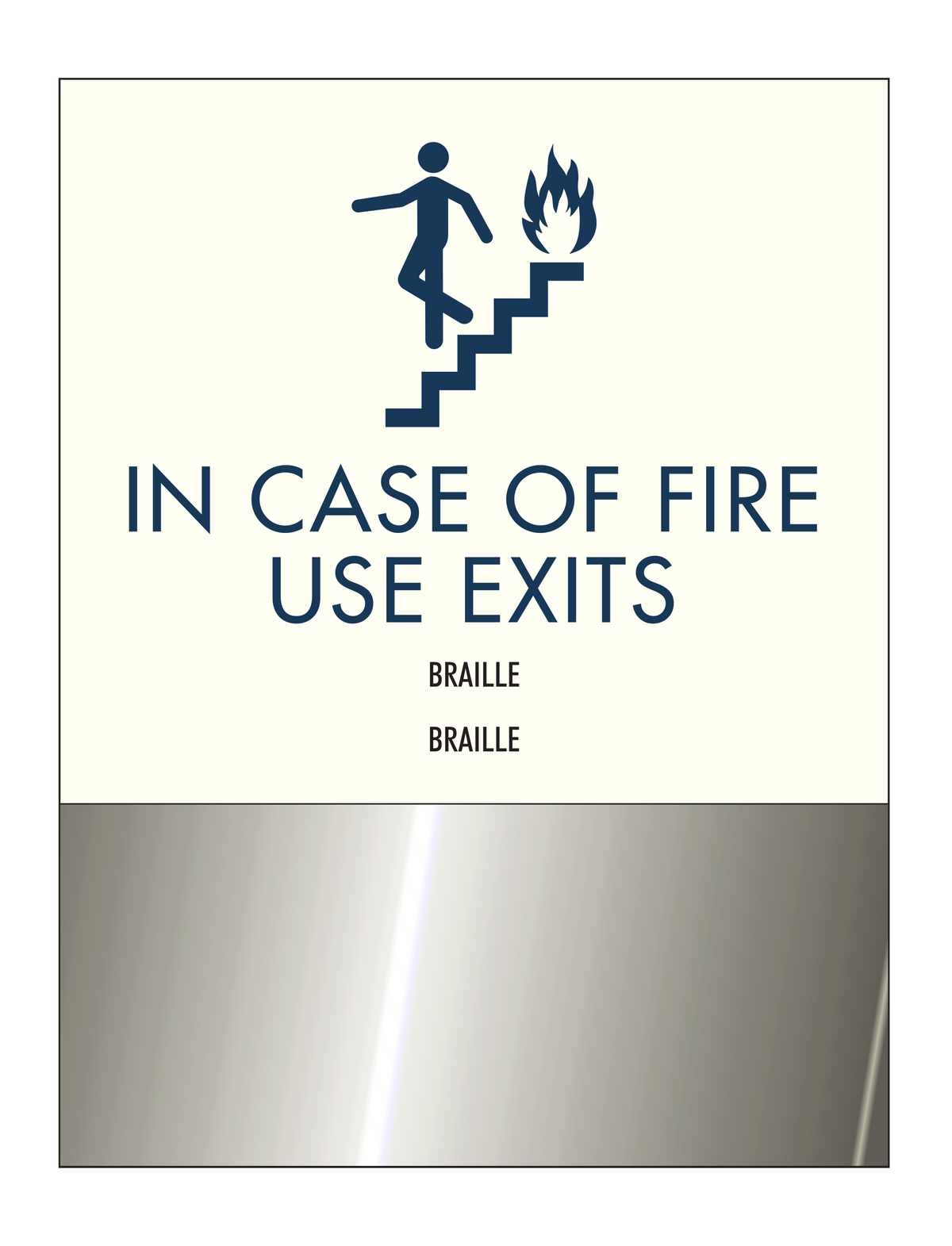 Clarion Pointe Fire & Stair Safety - In Case of Fire Use Exits (Smoked Chrome)