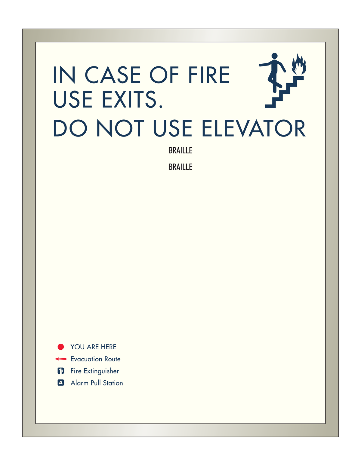 Clarion Pointe Fire Evacuation Plan - Use Exits (Brushed Aluminum)