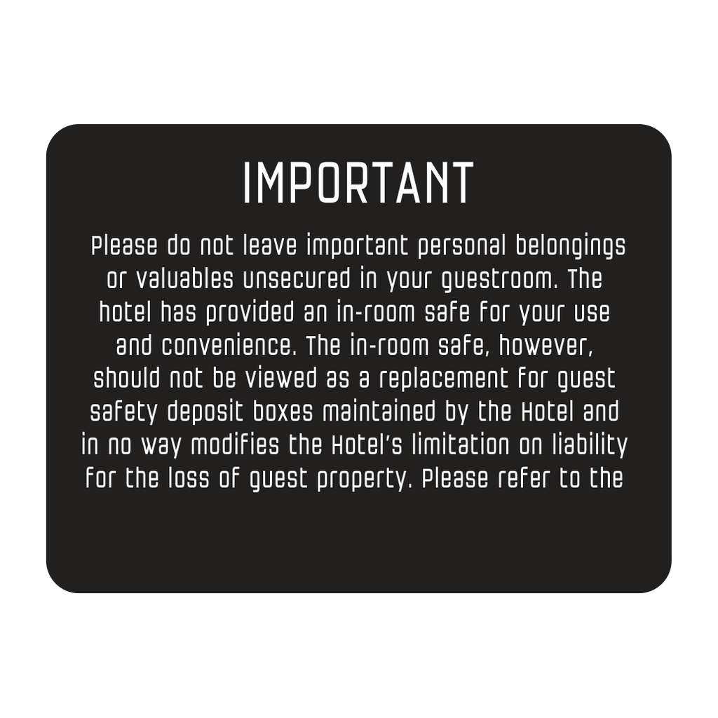 Moxy Decal - Valuables Notice (Black)