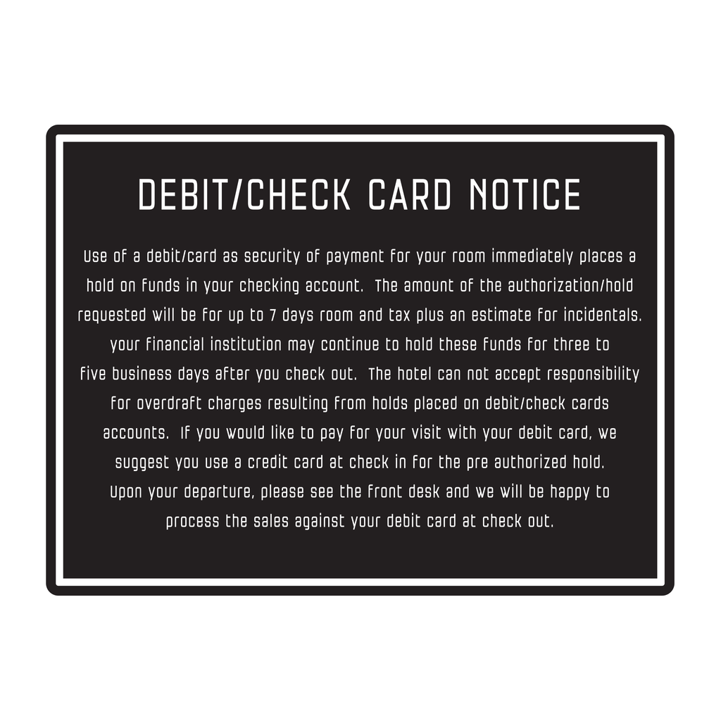 Moxy Informational - Debit/Check Card Notice (Black)