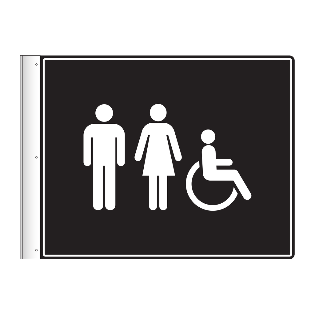 Moxy Flag Sign - Restrooms (Black)